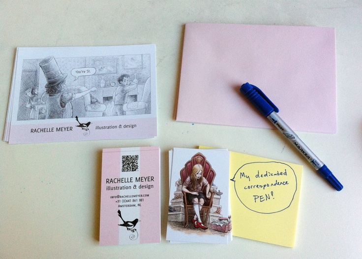 What a package: organization and talent! A QR code AND a pen just for postcards!