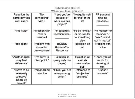 Kirsten Rejection Bingo